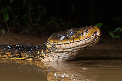 Snake Emerging From Murky Water