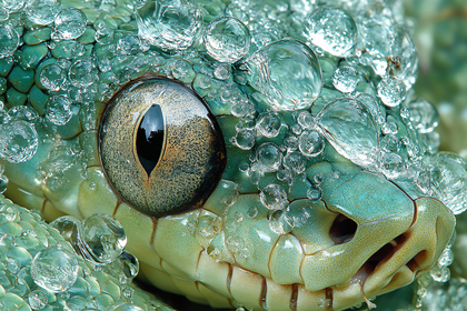 Snake Eye With Water Droplets
