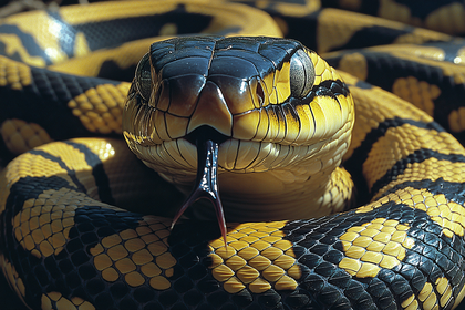 Snake Head Close-Up with Forked Tongue