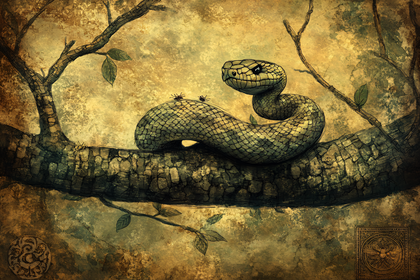 Snake on Branch with Insects