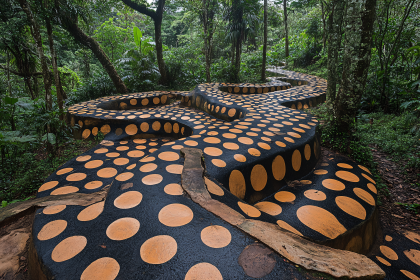 Snake-Shaped Path in a Lush Forest