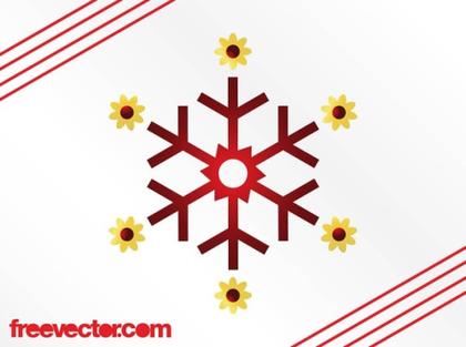 Snowflake With Flowers Free Vector