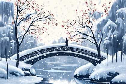 Snowy Bridge with Figure