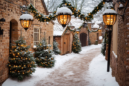 Snowy Christmas Street Scene