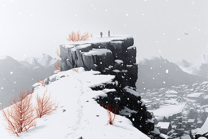 Snowy Cliffside Vista