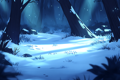 Snowy Forest Night Scene