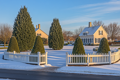 Snowy Houses Winter Scene