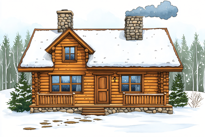 Snowy Log Cabin