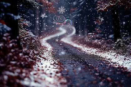 Snowy Path in Winter Forest