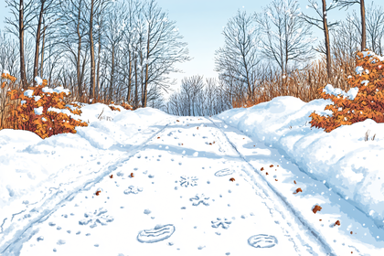 Snowy Path Through Winter Woods