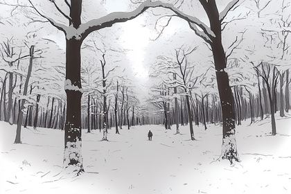 Snowy Path Through Woods