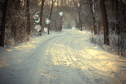 Snowy Path With Decorative Snowflakes