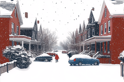 Snowy Street in Winter