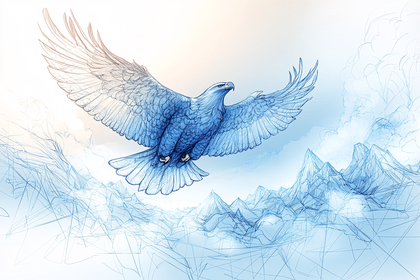 Soaring Eagle Over Mountain Range