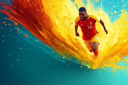 Soccer Player In Dynamic Splash