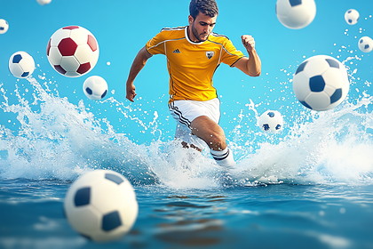 Soccer Player In Water Action