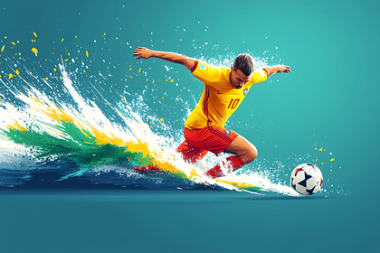 Soccer Player Riding a Wave