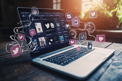 Social Media Connected Laptop