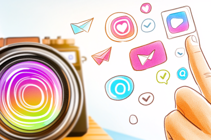 Social Media Icons and Camera Lens