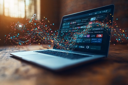 Social Media Laptop Connection