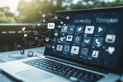 Social Media Laptop Connection