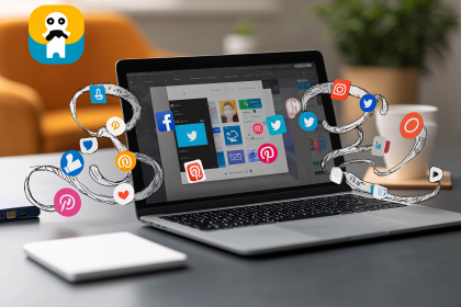 Social Media Links On Laptop