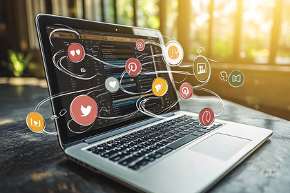 Social Media Network Laptop
