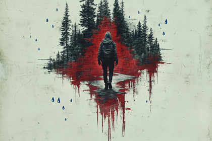 Solitary Figure in Bleeding Forest