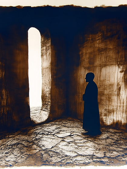 Solitary Figure in Dark Passage