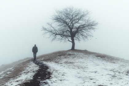 Solitary Figure in Winter Landscape