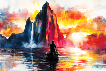 Solitary Journey on Serene Waters