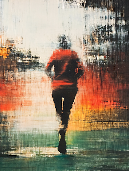 Solitary Runner In Abstract Landscape