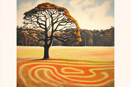 Solitary Tree And Spiral Pattern