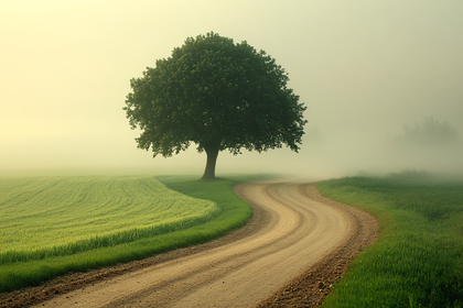 Solitary Tree by a Winding Path