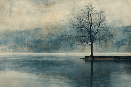 Solitary Tree by the Lake