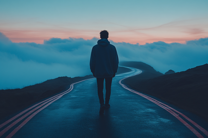 Solitary Walk on a Mountain Road