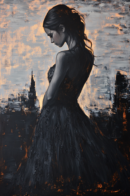 Solitary Woman In Cityscape