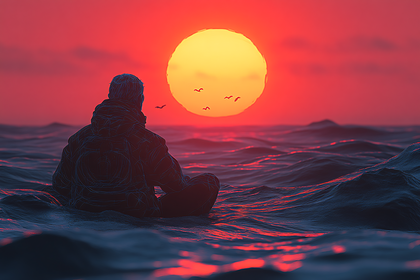 Solitude at Sea at Sunset