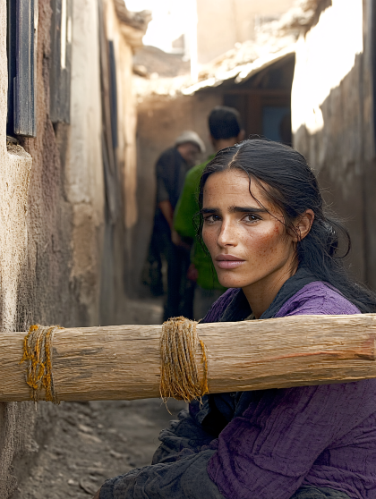 Somber Gaze in Alleyway
