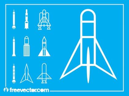 Space Shuttle Icons Free Vector