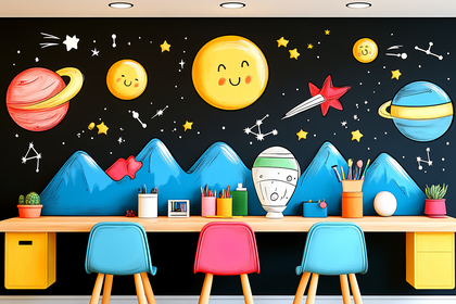 Space-Themed Classroom Interior