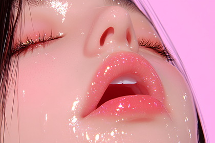 Sparkling Beauty With Pink Lips