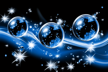 Sparkling Spheres On Blue Waves