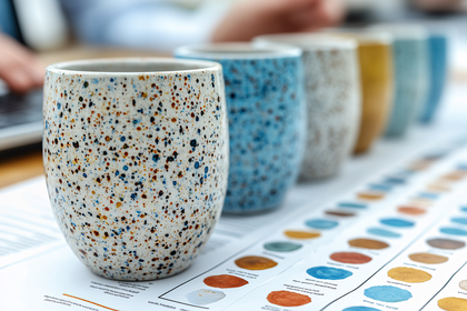 Speckled Ceramic Mugs and Color Swatches