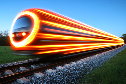 Speeding Train at Night