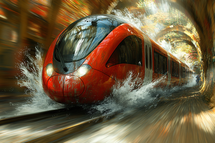 Speeding Train Through Flooded Tunnel