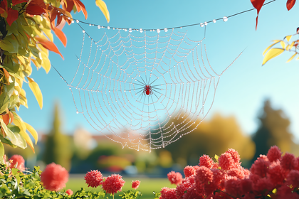 Spiderweb with Dewdrops