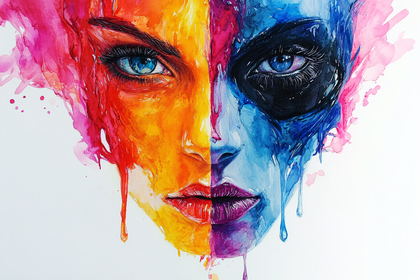 Split Color Face Portrait