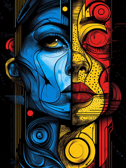 Split Face Digital Portrait