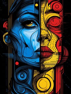 Split Face Digital Portrait